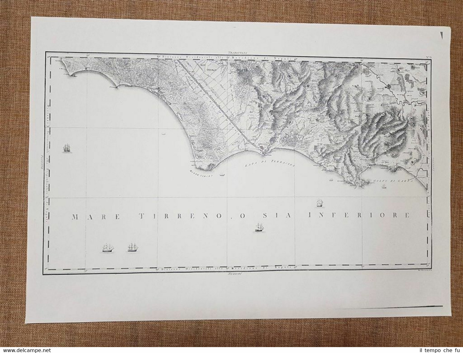Carta geografica Terra lavoro romano 1808 Regno di Napoli Rizzi …