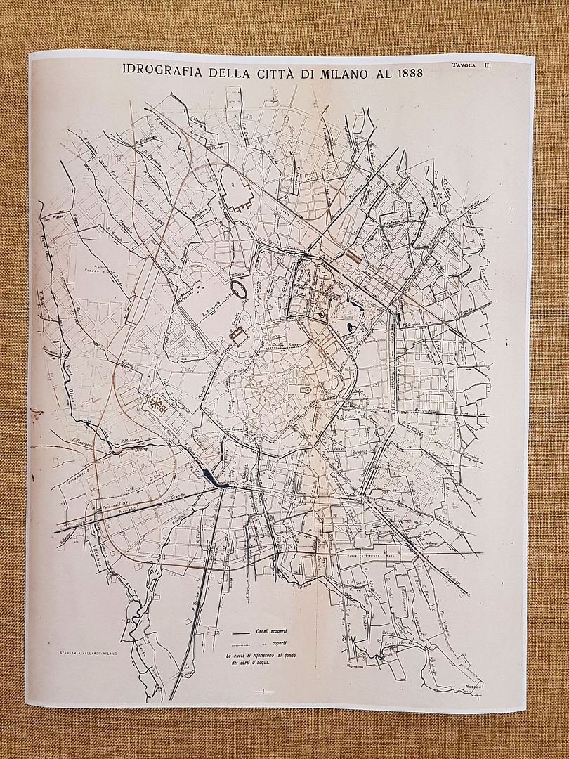 Carta Idrografica Città di Milano Anno 1888 Franc. Vallardi cm …