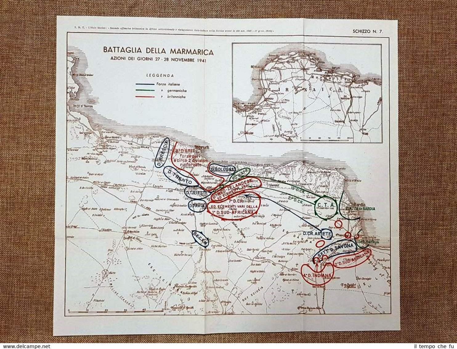 Carta mappa Battaglia della Marmarica 27 - 28 novembre 1941 …