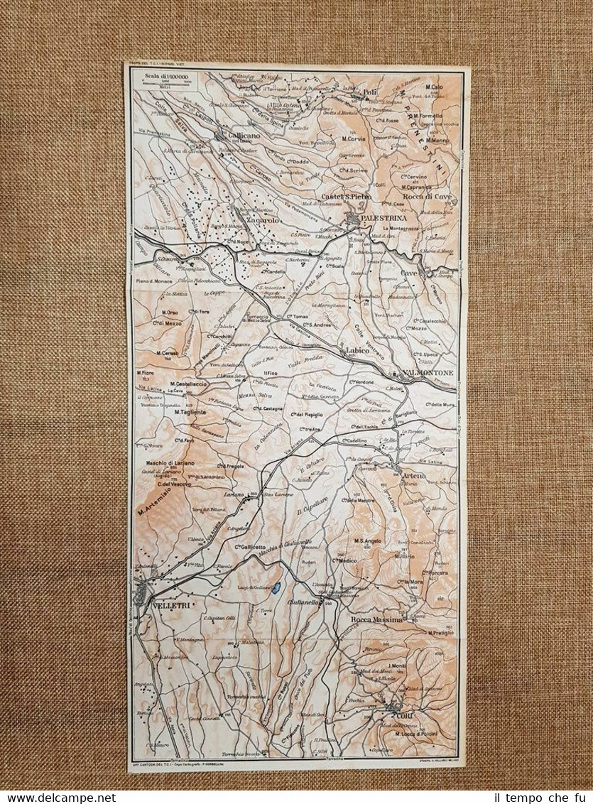 Carta o cartina del 1924 Palestrina Castel San Pietro Valmontone …