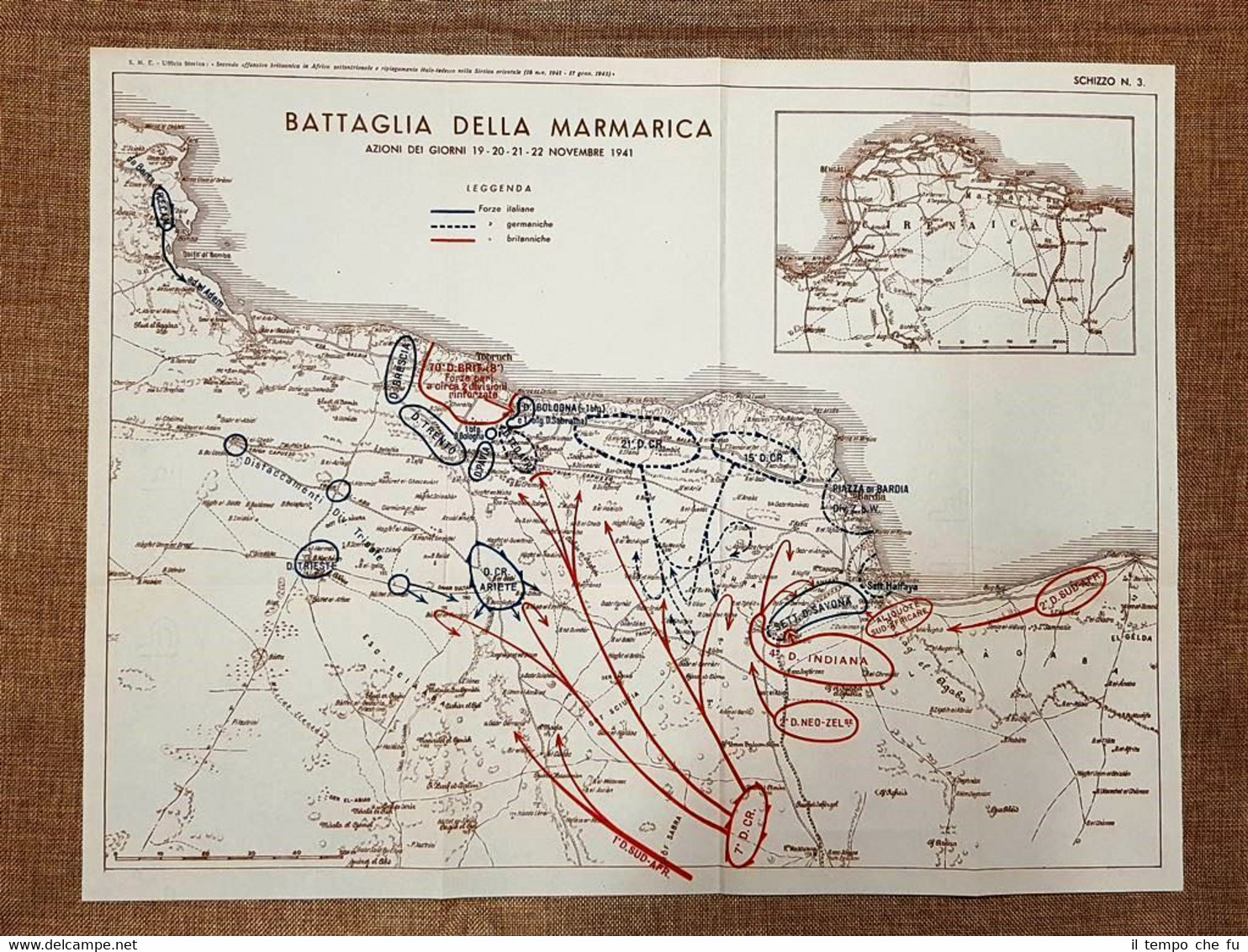 Carta o mappa Battaglia della Marmarica 19-22 novembre 1941 WW2 …