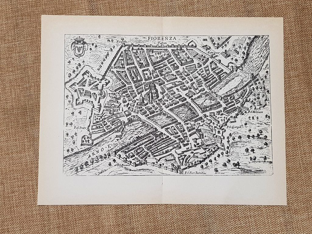 Carta o mappa Firenze Itinerario d'Italia Anno 1747 Scotto Ristampa …