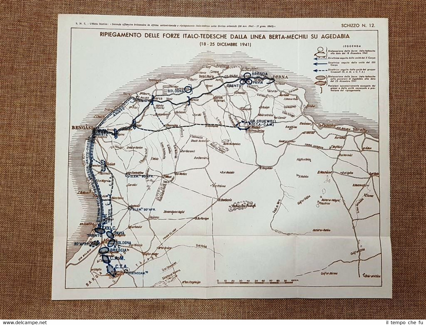 Carta o mappa Forze Italo Tedesche Berta Mechili su Agedabia …