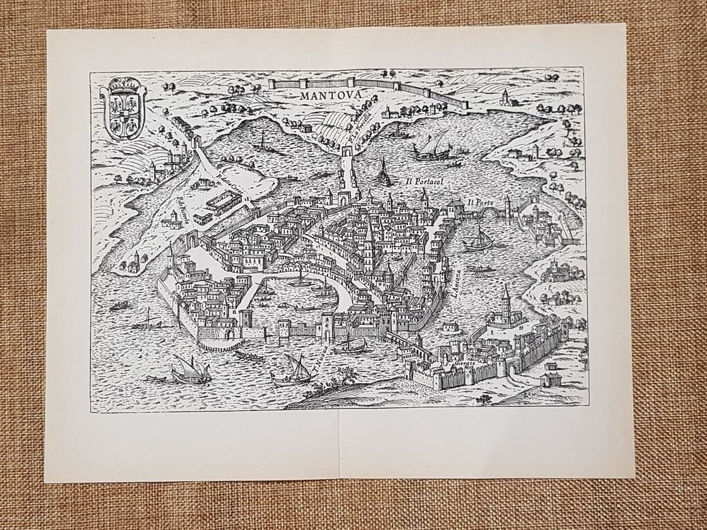 Carta o mappa Mantova Itinerario d'Italia Anno 1747 Scotto Ristampa …