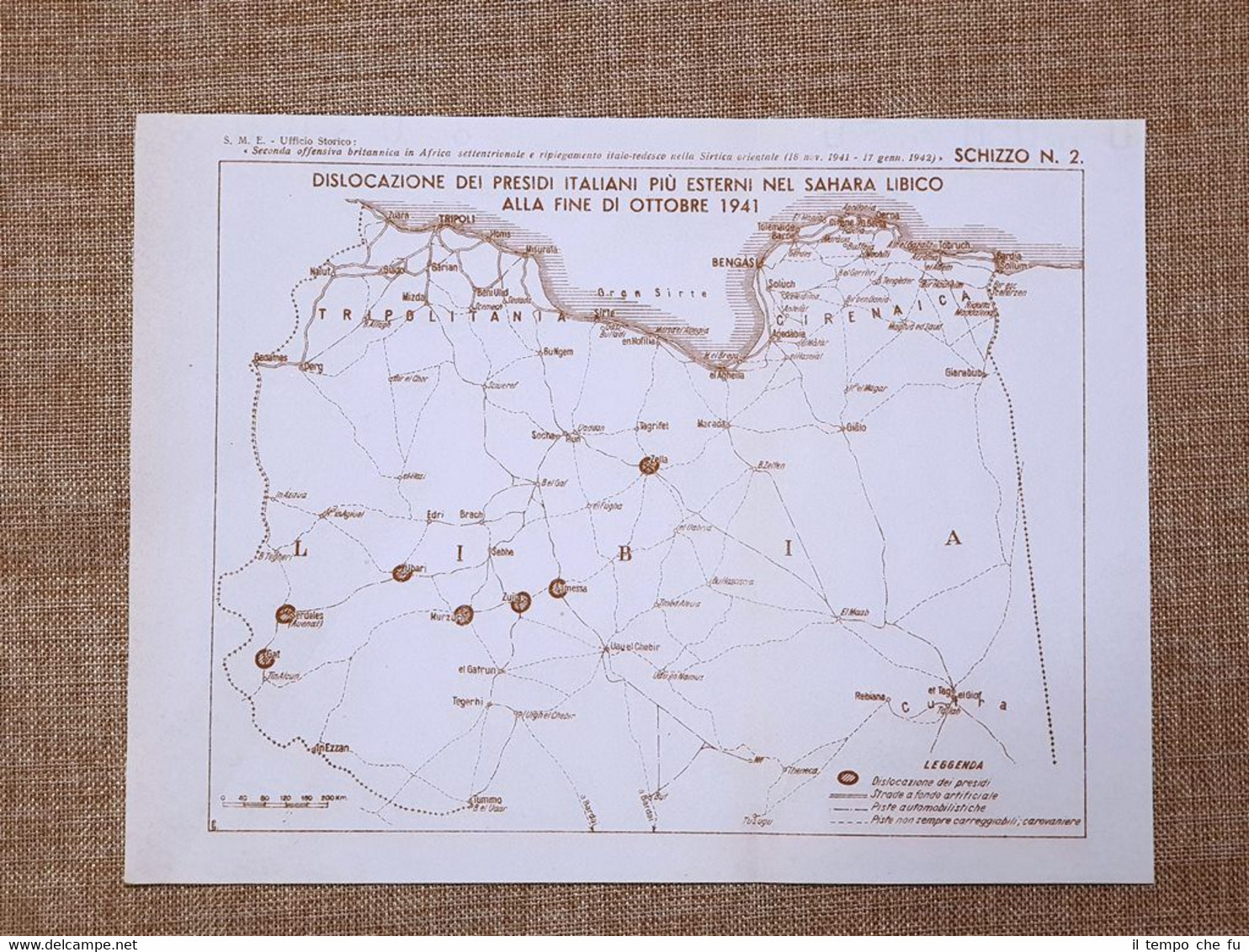 Carta o mappa Presidi italiani nel Sahara Ottobre del 1941 …