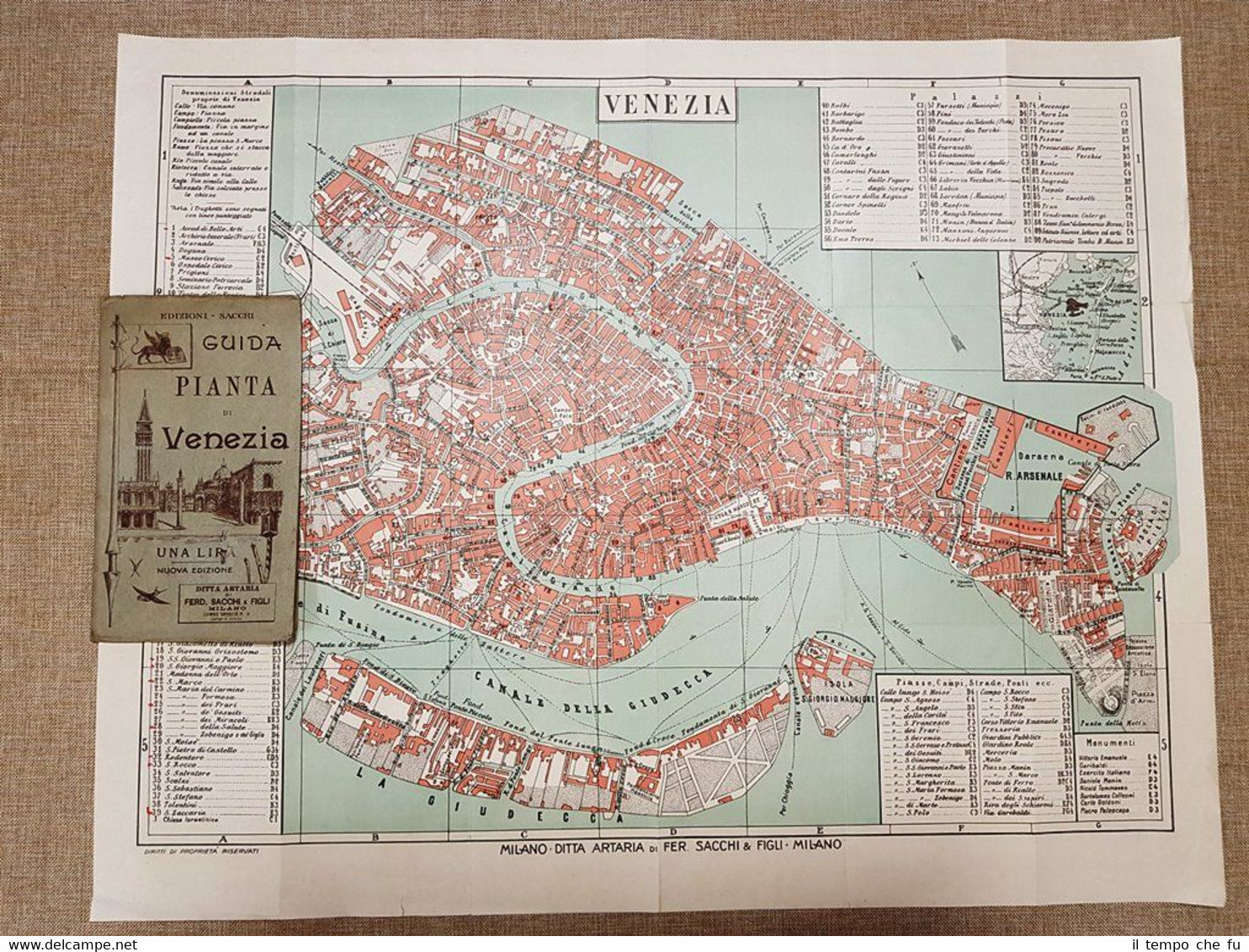 Carta topografica, mappa o pianta Venezia Fine '800 Ditta Artaria …