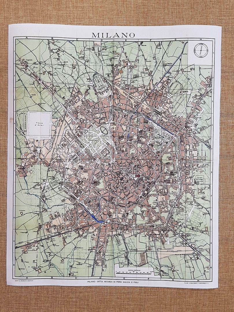 Carta Topografica o pianta Milano Anno 1904 Artaria Sacchi cm …