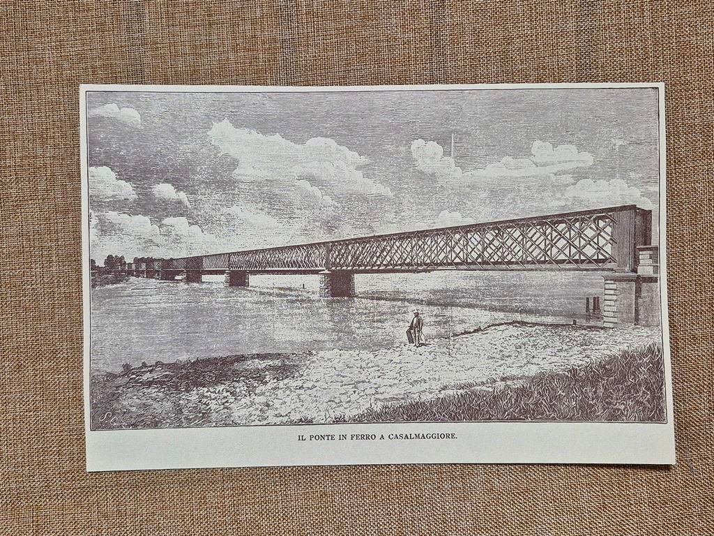 Casalmaggiore nell'800 Il Ponte in ferro Cremona Lombardia