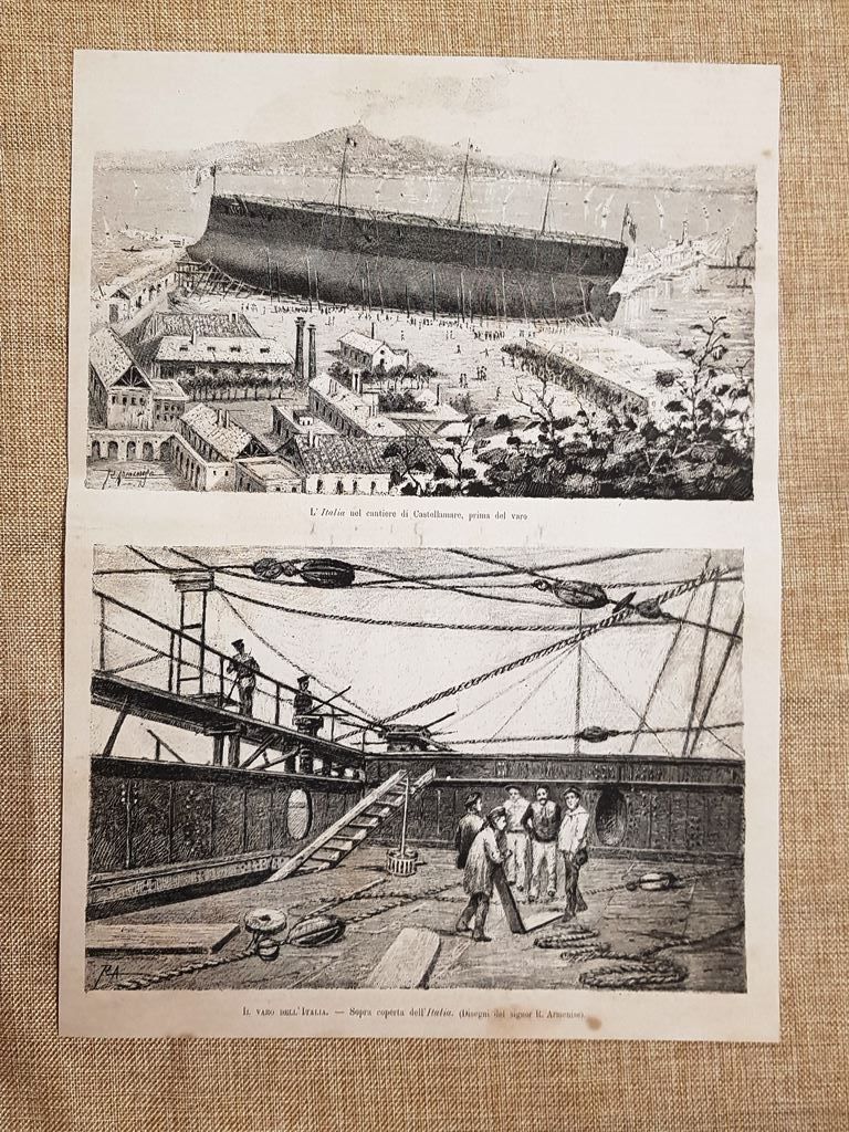 Castellammare nel 1880 Varo della nave Italia Prima e sopra …