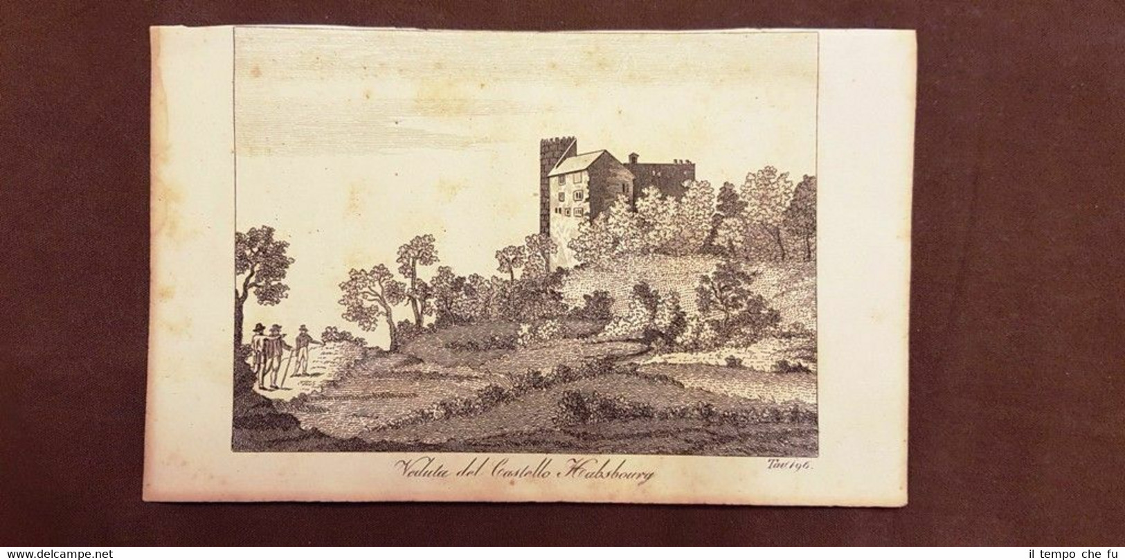 Castello di Habsburg Svizzera Acquaforte 1830 Costume antico e moderno …