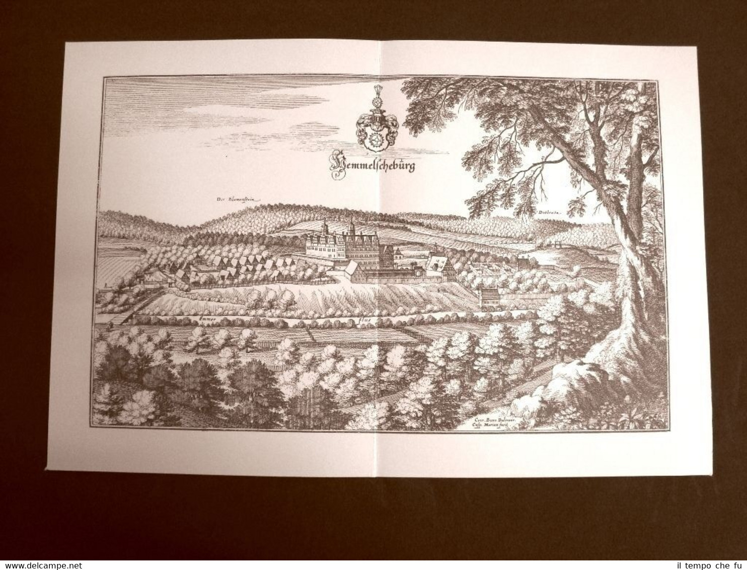 Castello di Hämelschenburg Germania Incisione Merian Matthäus del 1640 Ristampa