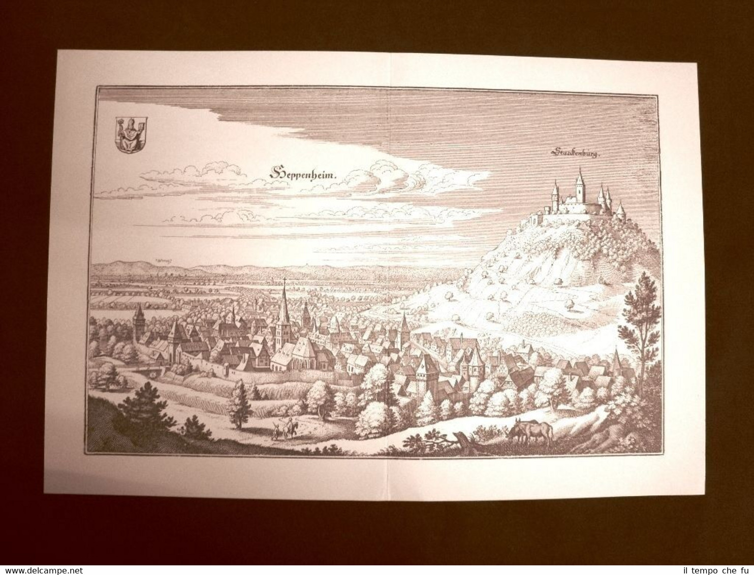 Castello di Starkenburg e Heppenheim Incisione Merian Matthäus del 1640 …