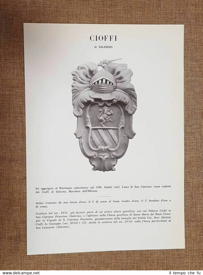 Cioffi di Salerno Stemma Famiglia Nobile Nobiltà Araldica