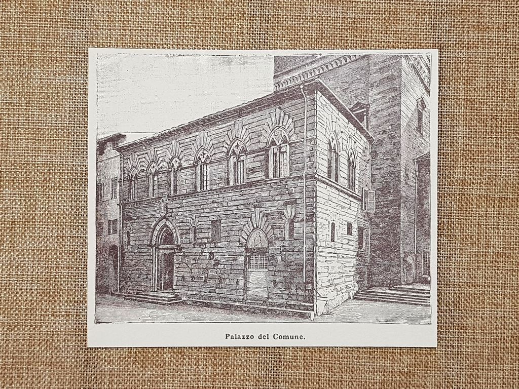 Città di Castello nell'800 Palazzo del Comune Perugia Umbria