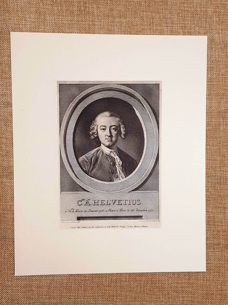 Claude-Adrien Helvétius Filosofo Illuminismo Materialismo Esprit Incisione 1888