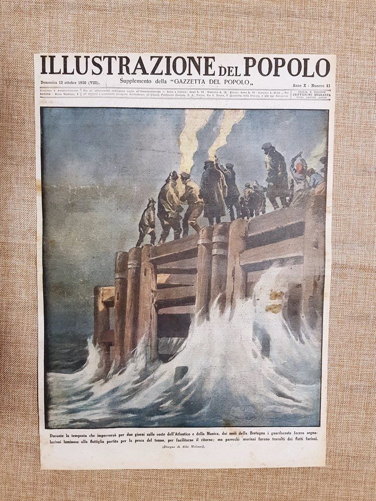 Copertina Illustrazione del Popolo 12 ottobre 1930 Tempesta Manica e …