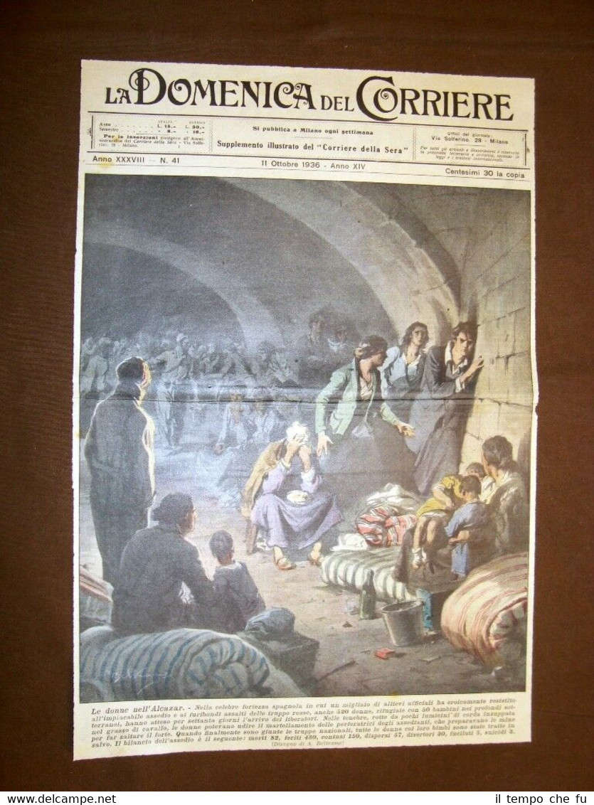 Copertina La Domenica del Corriere 11 ottobre 1936 Donne dell'assedio …