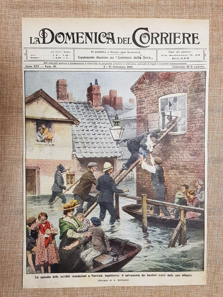 Copertina La Domenica del Corriere 15 settembre 1912 L'inondazione di …