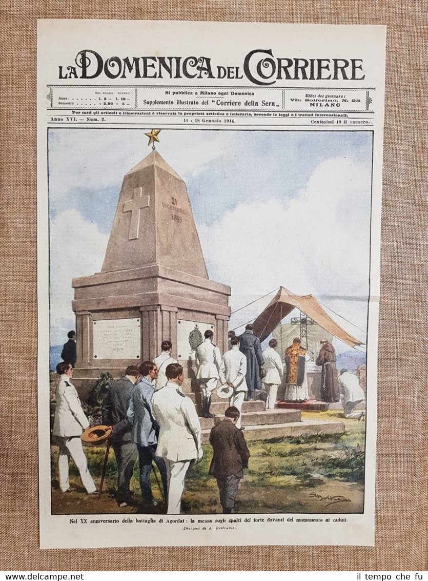 Copertina La Domenica del Corriere 18 gennaio 1914 Ventennale Battaglia …