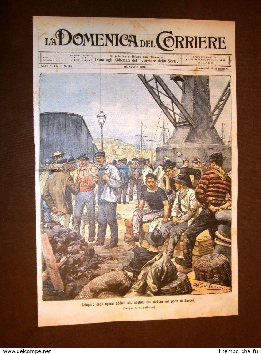 Copertina La Domenica del Corriere 26 agosto 1906 Porto Savona …