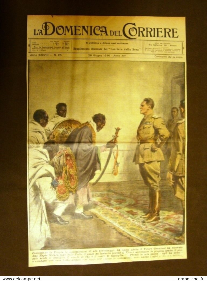 Copertina La Domenica del Corriere 28 giugno 1936 Addis Abeba …