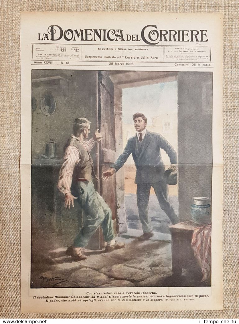 Copertina La Domenica del Corriere 28 marzo 1926 Teverola Diamante …