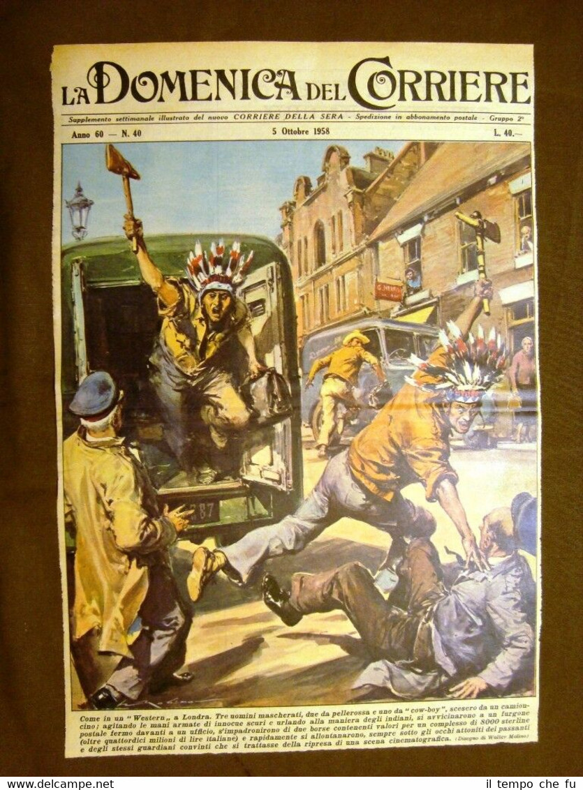 Copertina La Domenica del Corriere 5 ottobre 1958 Londra ladri …