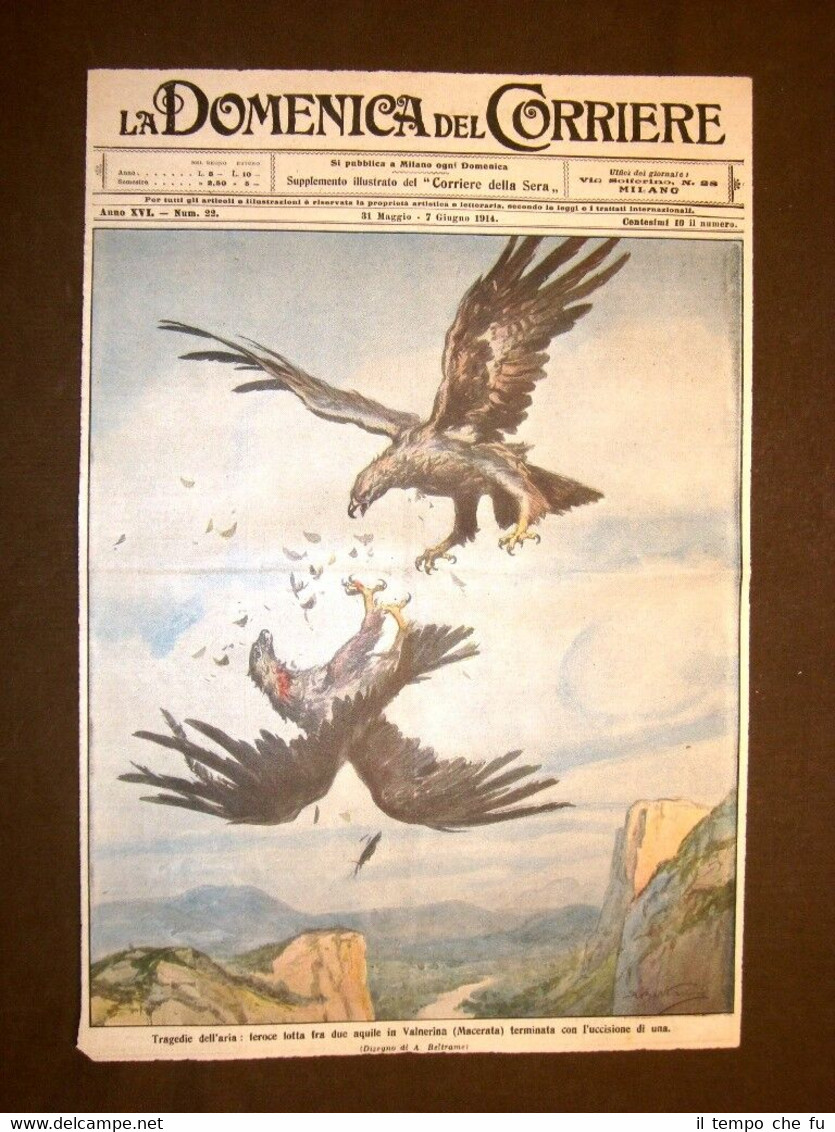Copertina La Domenica del Corriere 7 giugno 1914 Valnerina Lotta …
