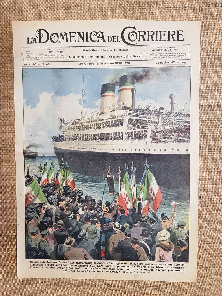 Copertina La Domenica del Corriere del 5 novembre 1938 Genova …