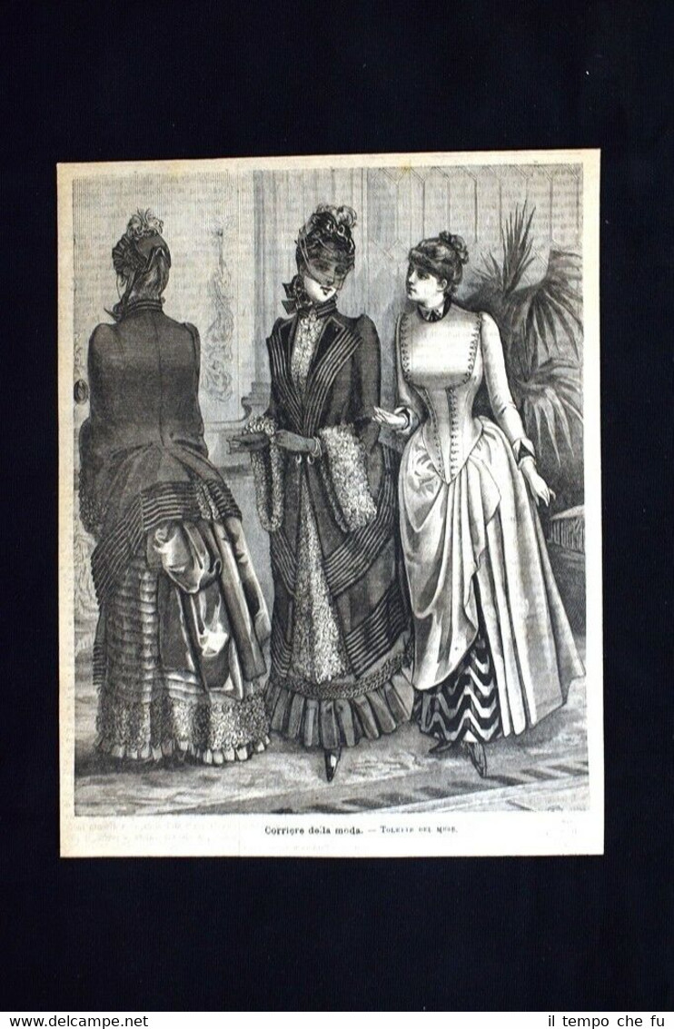 Corriere della moda - Tolette del mese Incisione del 1886