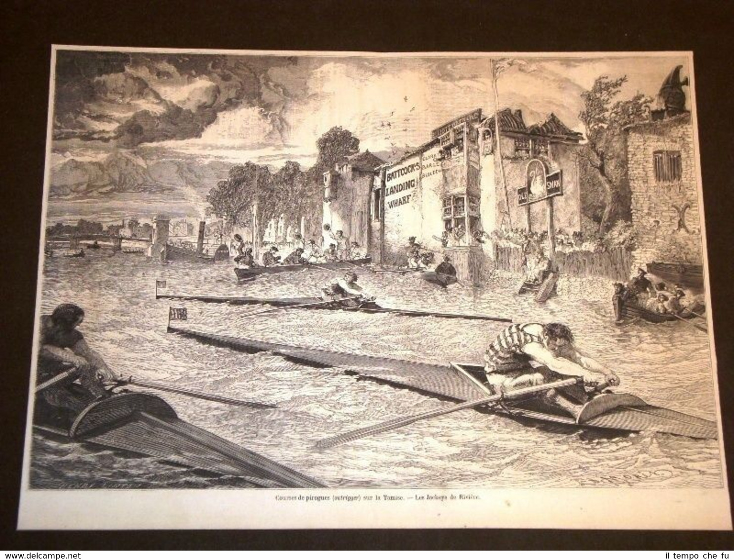 Corsa o gara di canoa sul Tamigi Inghilterra nel 1857 …