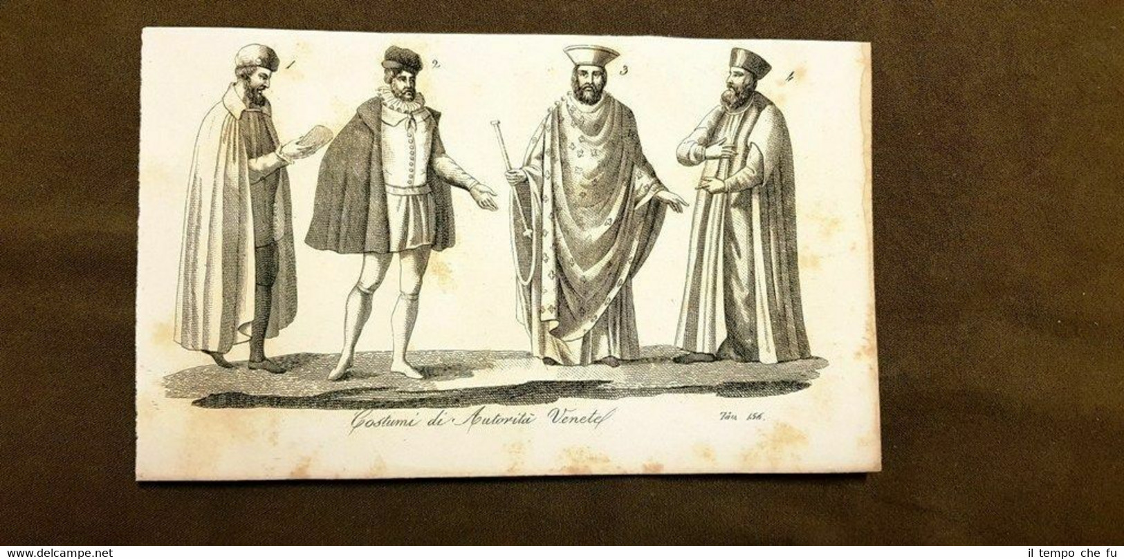 Costumi delle Autorità venete Venezia Acquaforte del 1830 Costume G.Ferrario