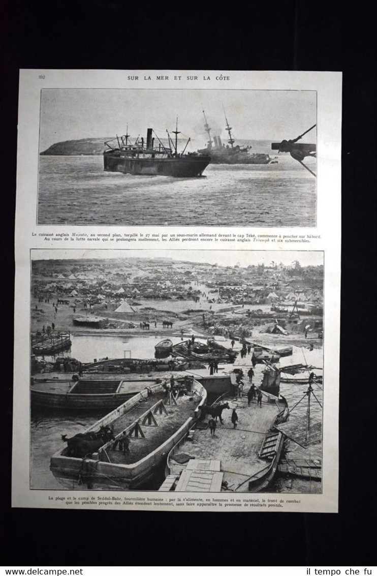 Cuirassé Majestic,Seddul-Bahr,D'Amade,Hamilton,Gourad WW1 Guerra 1914 - 1918