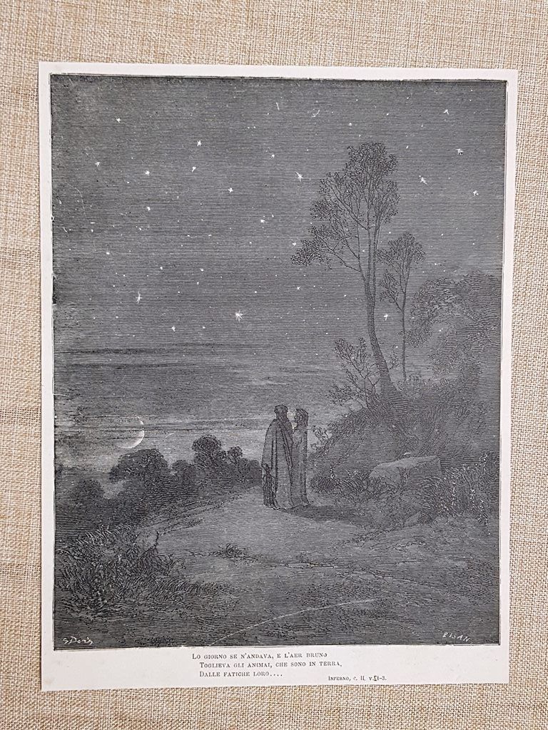 Dante Virglio porte dell'Inferno Divina Commedia Incisione Gustave Doré 1887 …