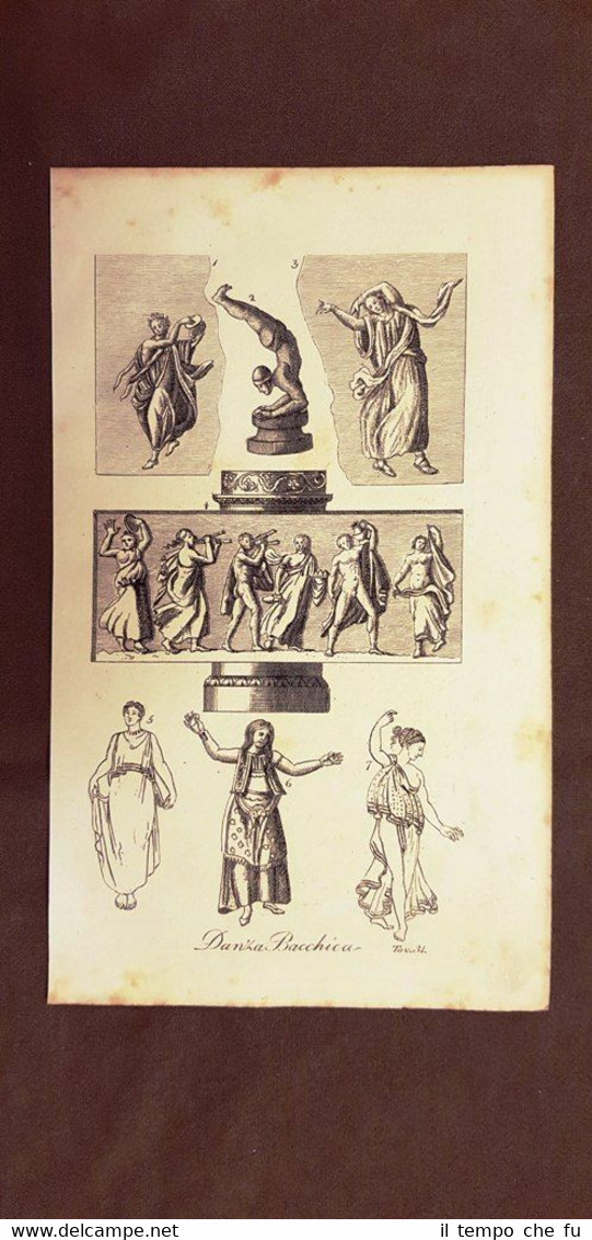 Danza bacchica o a Bacco Grecia Acquaforte del 1830 Costume …