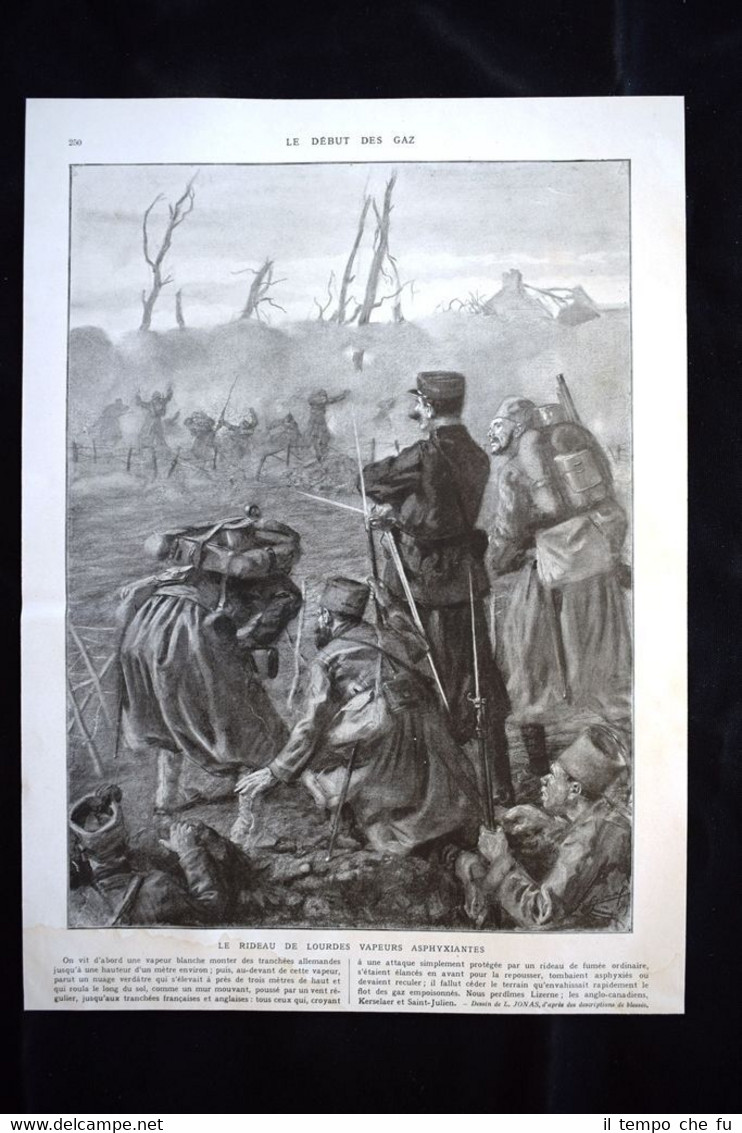 Début de lourdes vapeurs asphyxiantes, Bataille d'Ypres WW1 Guerra 1914 …