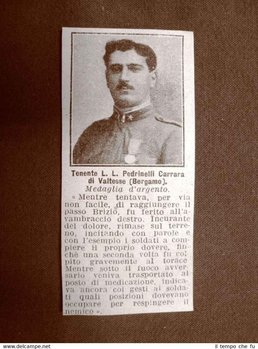 Decorato nel 1916 Pedrinelli Carrara di Valtesse WW1 Prima guerra …