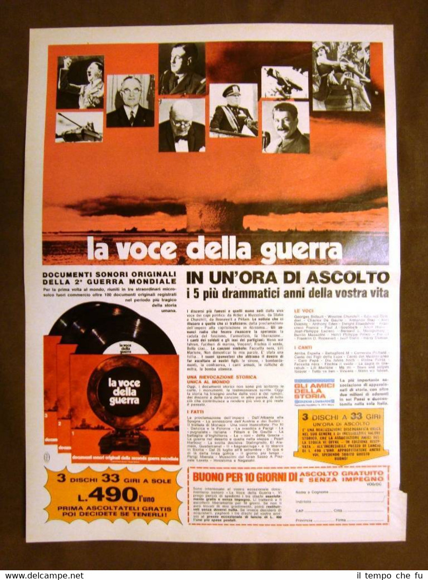 Dischi La voce della guerra Pubblicità vintage anni '70