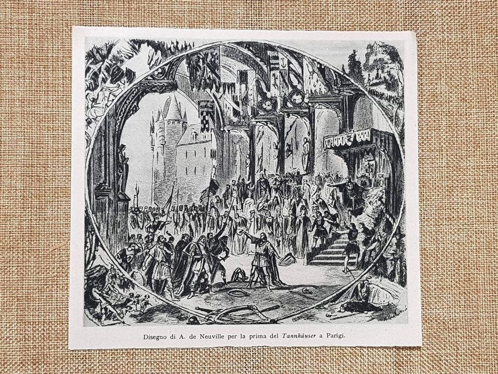 Disegno A. de Neuville Prima del Tannhäuser Opéra di Parigi …