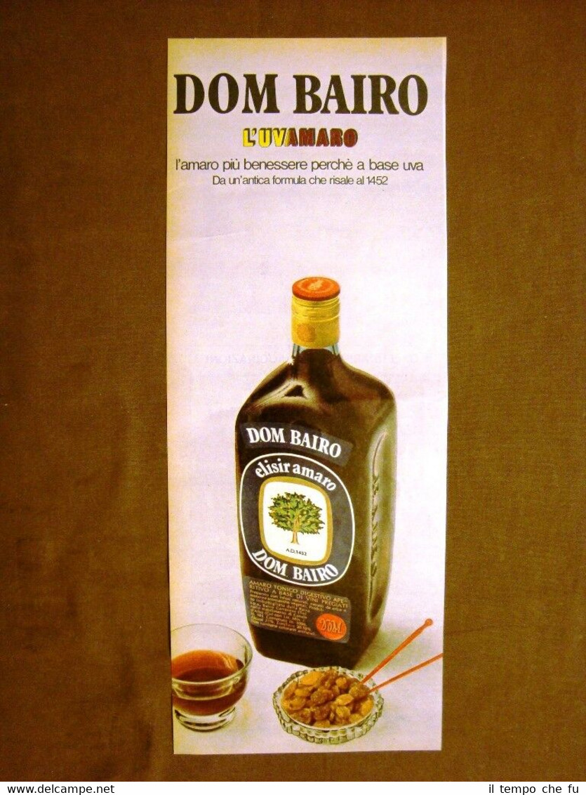 Dom Bairo Uvamaro Elisir Amaro Pubblicità vintage anni '70