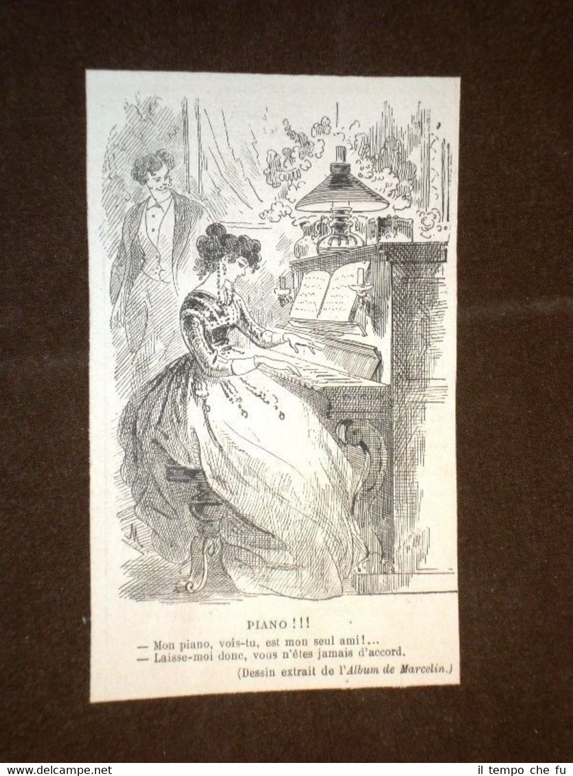 Donna che suona il pianoforte Disegno di Marcelin
