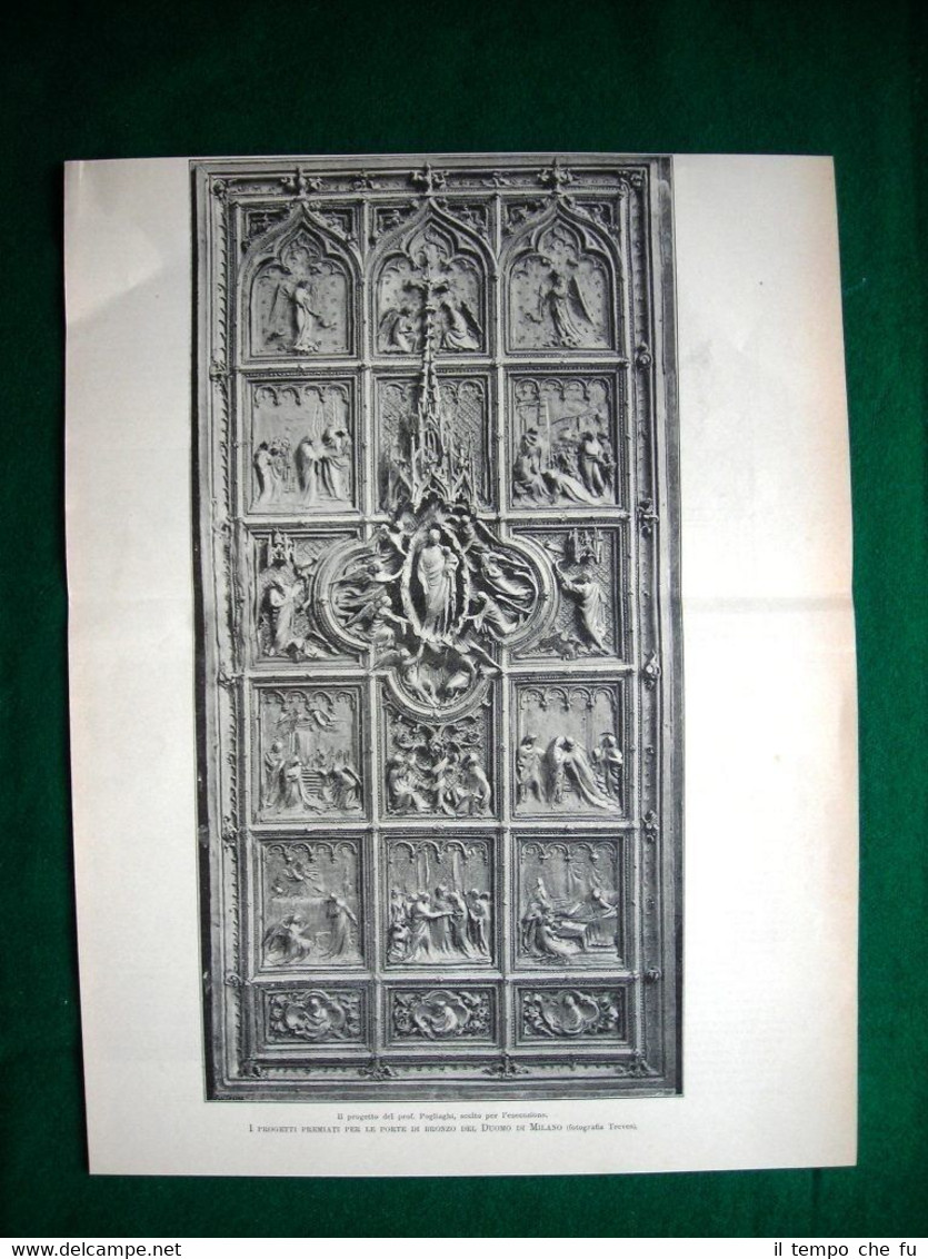 Duomo di Milano 1895, progetti premiati + dettaglio progetto Muzio …