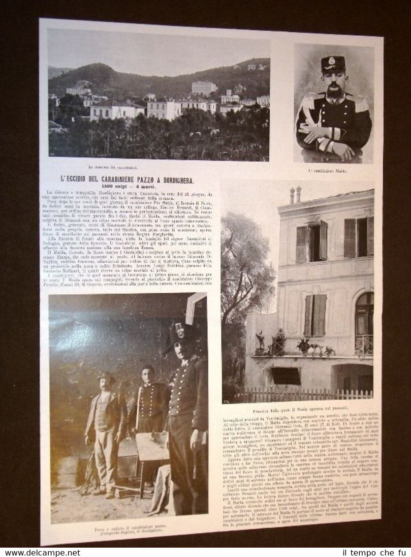 Eccidio del Carabiniere pazzo a Bordighera nel 1904 Maida Ucciso …