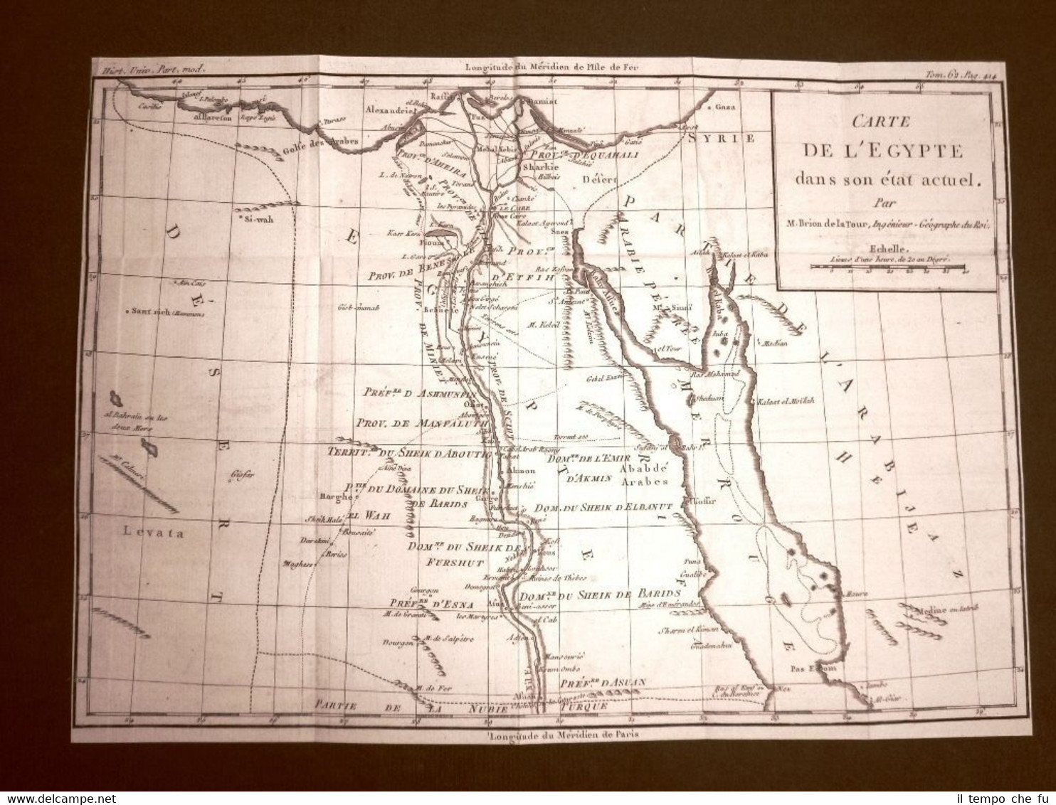 Egitto Nilo Mar Rosso Acquaforte 1779 Mappa Louis Brion de …