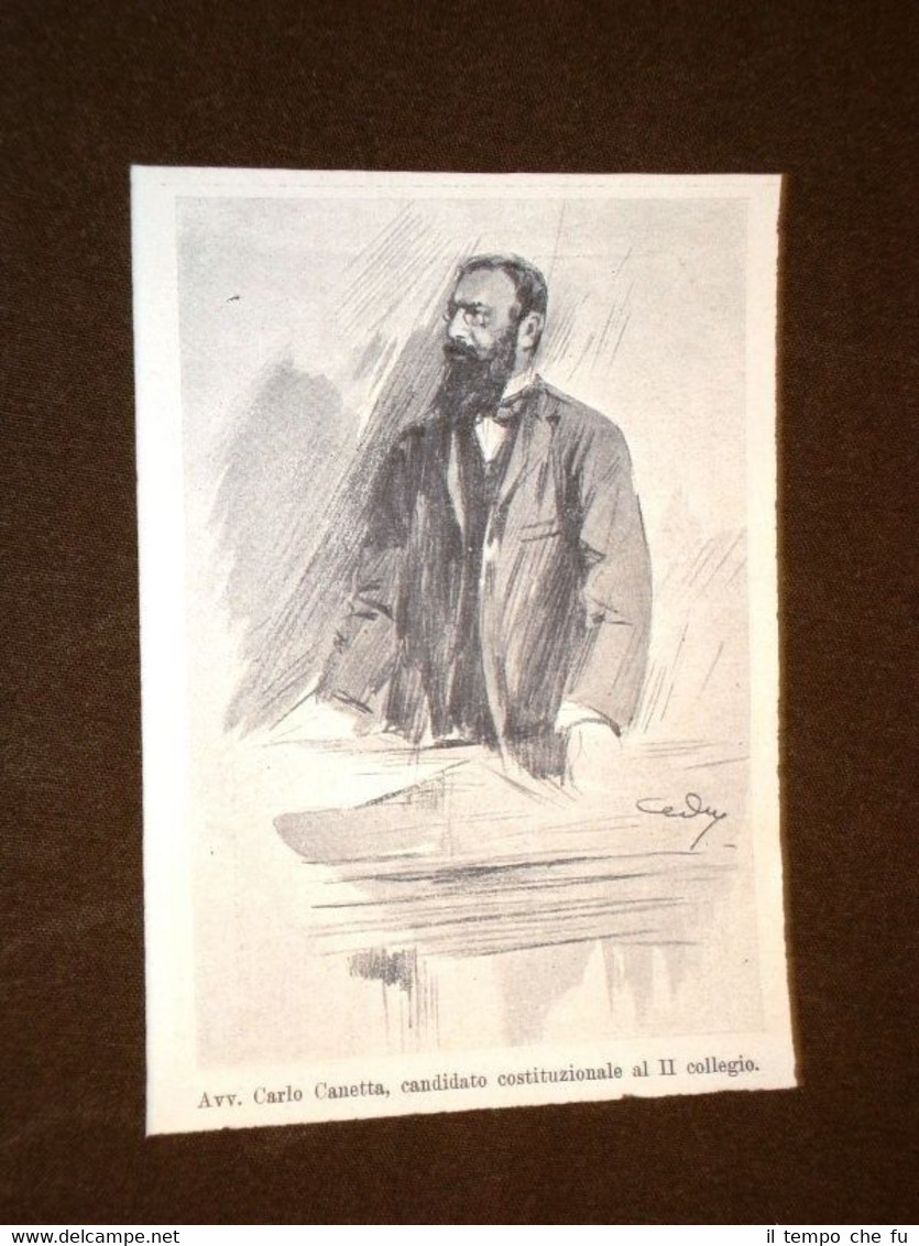 Elezioni politiche a Milano 1904 Avvocato Carlo Canetta Candidato costituzionale