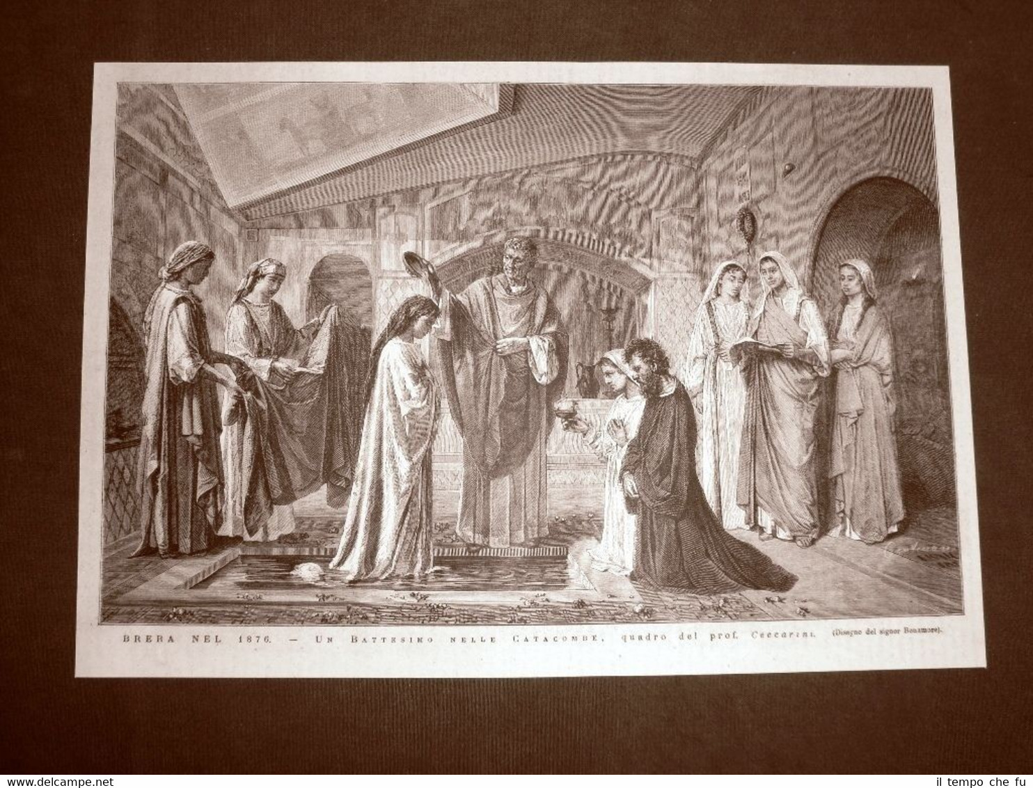 Esposizione d'arte di Brera del 1876 Battesimo nelle catacombe Quadro …