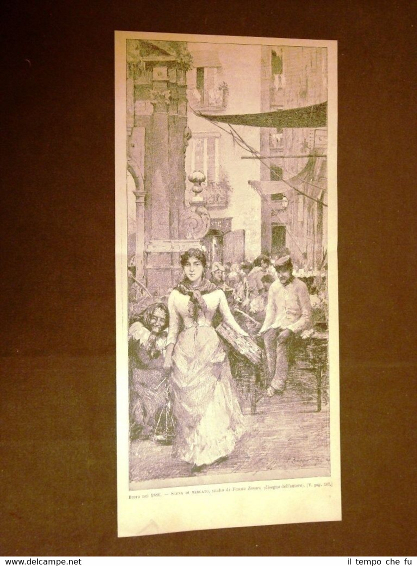Esposizione d'Arte di Brera nel 1886 Scena di mercato Studio …