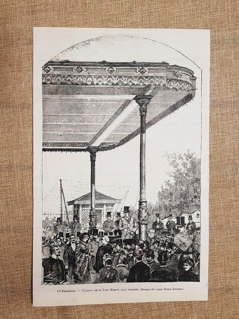 Esposizione nazionale belle arti Milano 1881 Arrivo Savoia alla stazione …