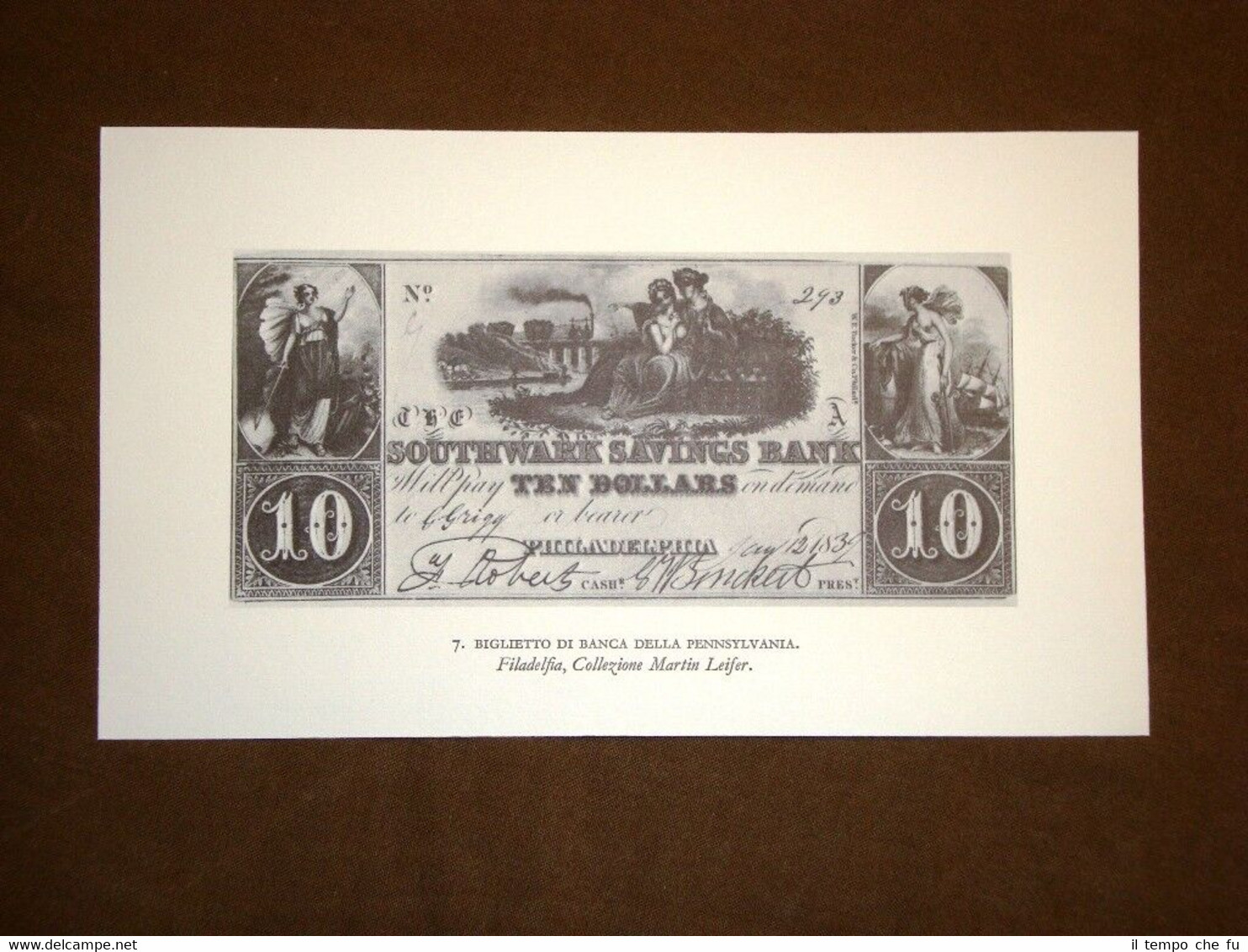 Fac simile banconota Biglietto Banca Pennsylvania Stampa popolare americana USA