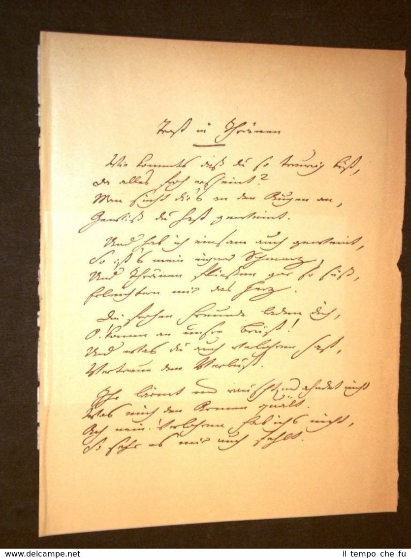 Fac simile traduzione dell'autografo di Goethe con i versi Lacrime …